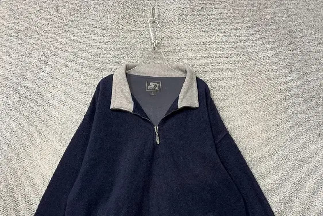 스타터 네이비 오버 사이즈 플리스 반집업 맨투맨 XL 상품이미지3