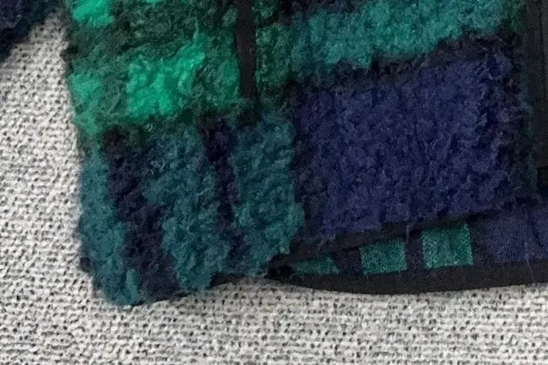 오베이 체크 블루 그린 뽀글이 후리스 집업 M 상품이미지6