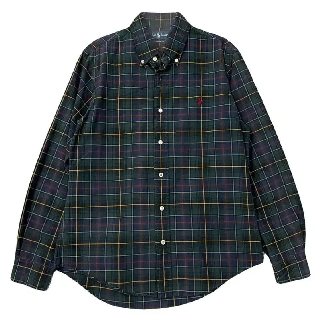 폴로 커스텀핏 그린 체크 로고 빈티지 셔츠 M 상품이미지1
