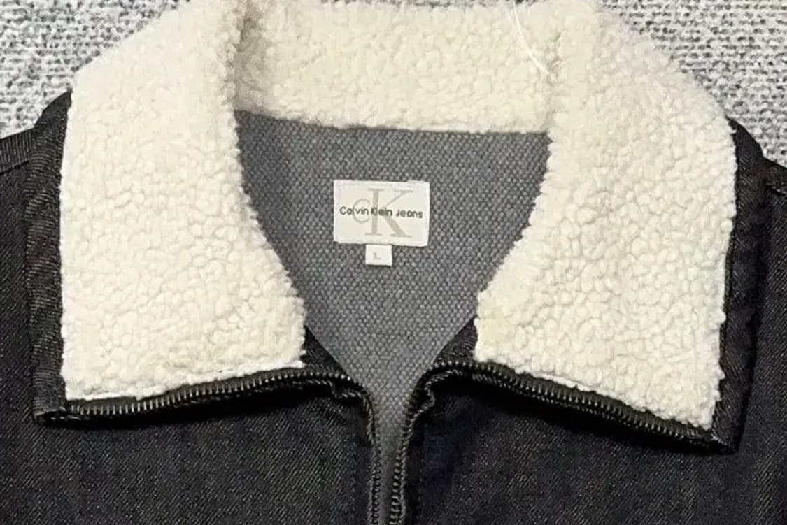 캘빈클라인 흑청 양털 카라 코튼 자켓 L 상품이미지5
