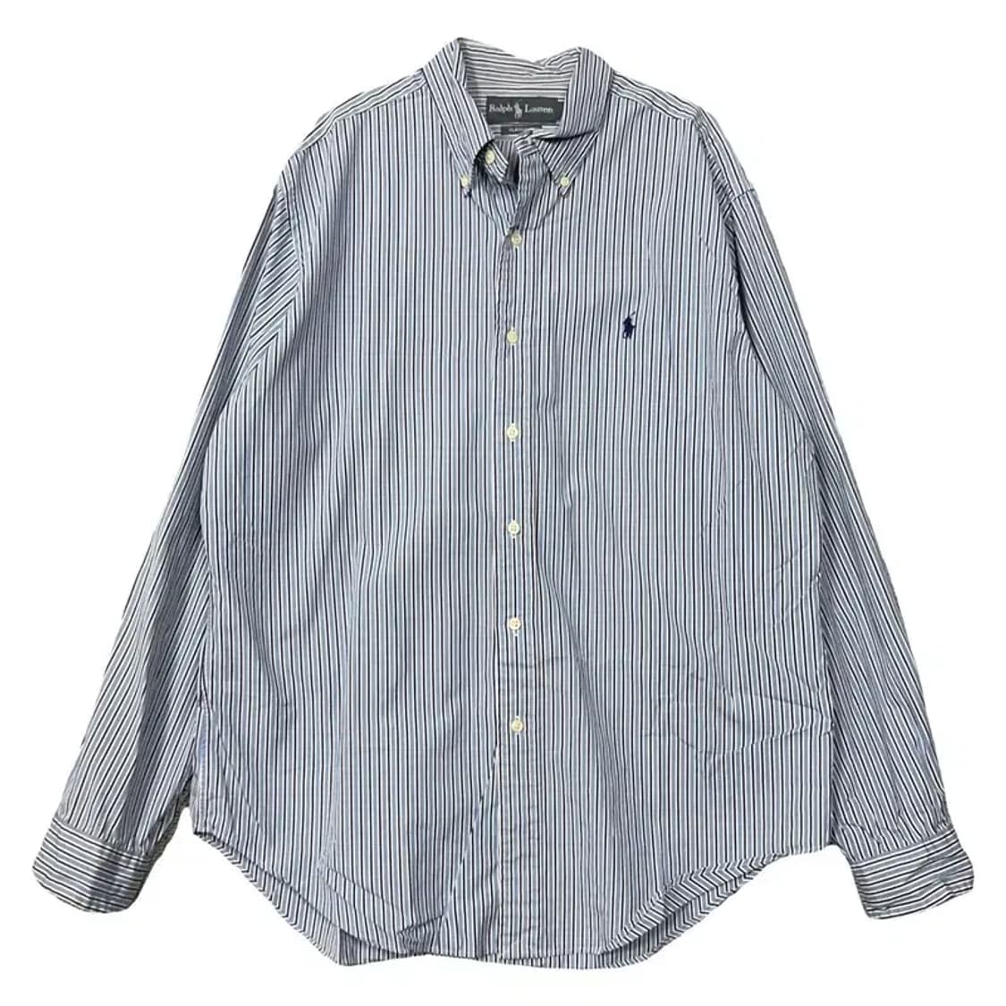 폴로 클래식핏 스트라이프 라이트 블루 로고 셔츠 L 상품이미지1