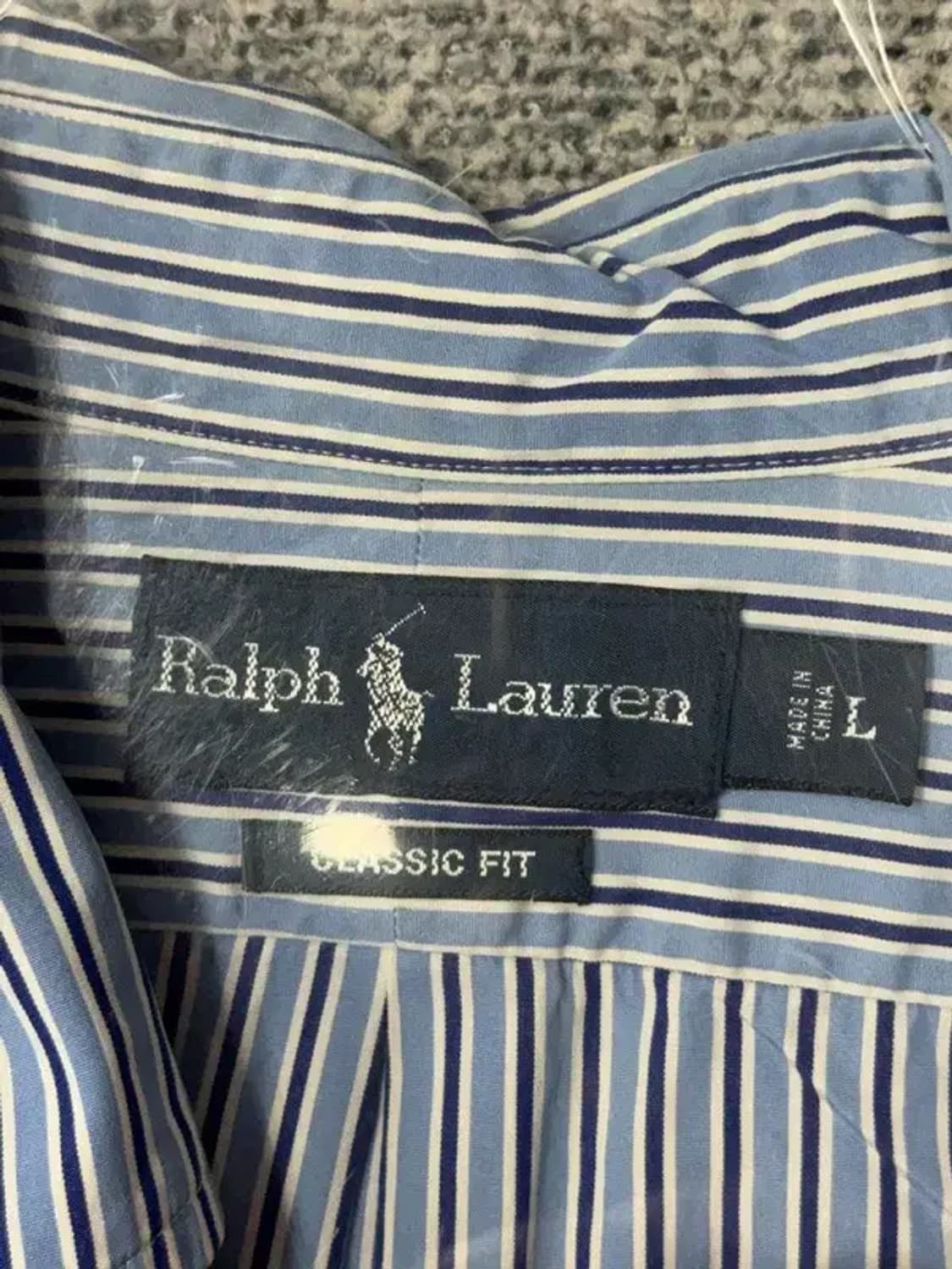 폴로 클래식핏 스트라이프 라이트 블루 로고 셔츠 L 상품이미지6