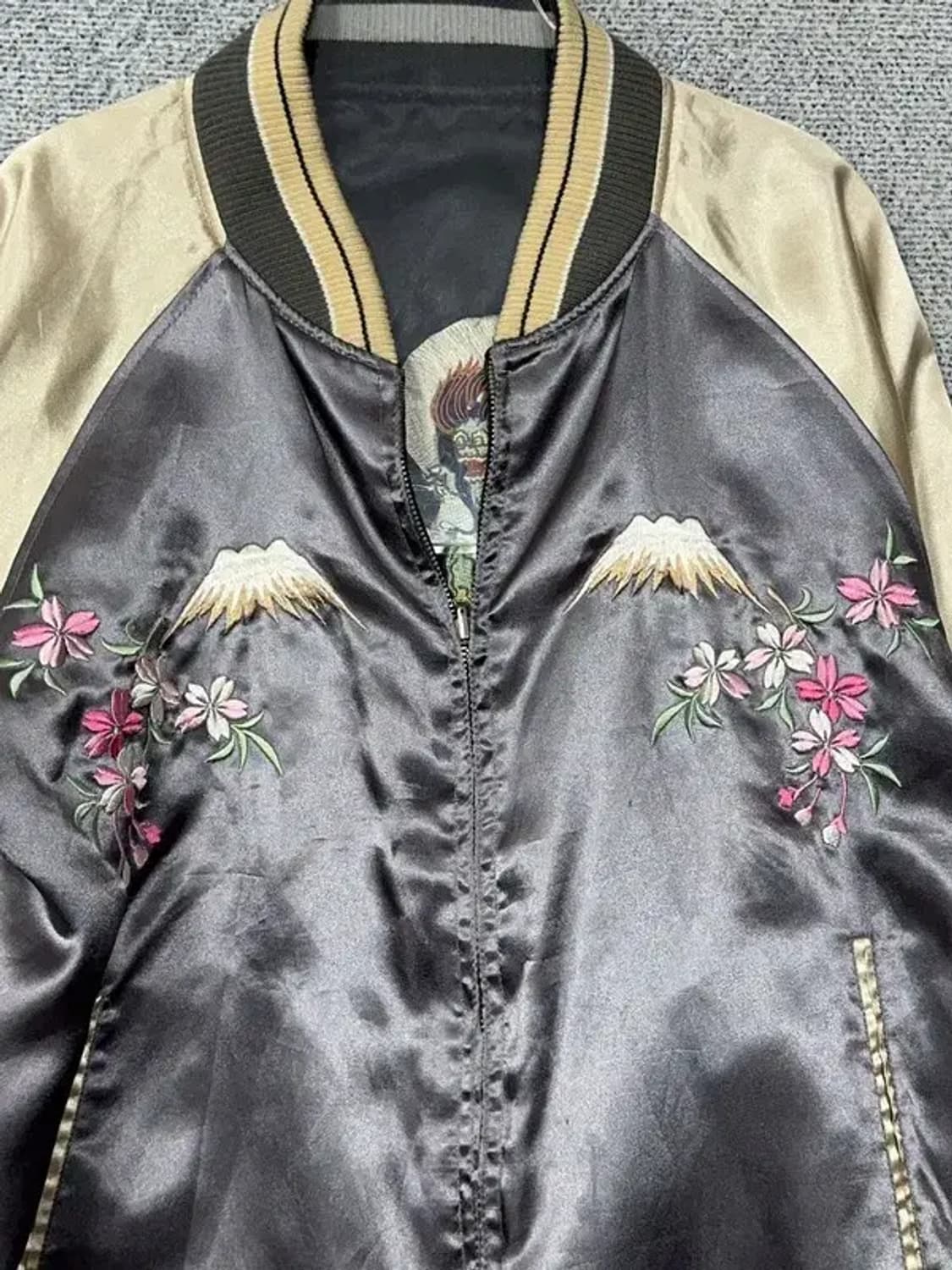 재팬 빈티지 드래곤 스티치 자수 스카쟌 L 상품이미지5