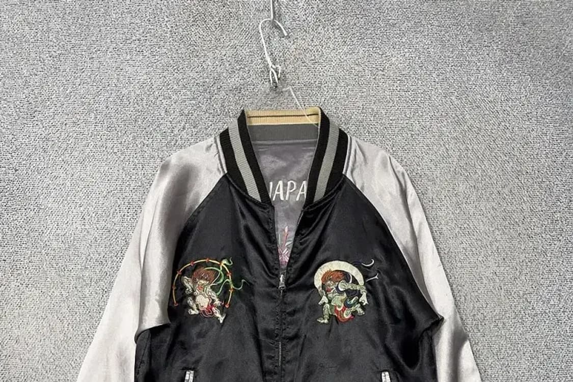 재팬 빈티지 드래곤 스티치 자수 스카쟌 L 상품이미지6