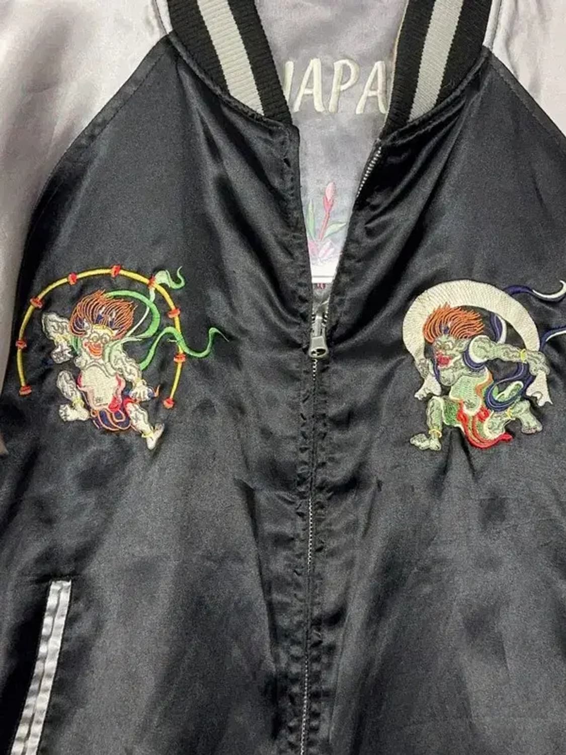 재팬 빈티지 드래곤 스티치 자수 스카쟌 L 상품이미지9