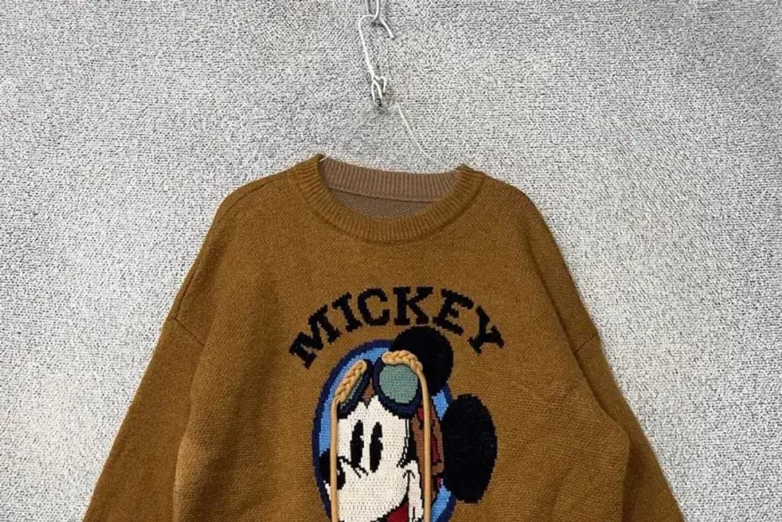 미키마우스 프린팅 브라운 빈티지 오버 사이즈 니트 F 상품이미지3