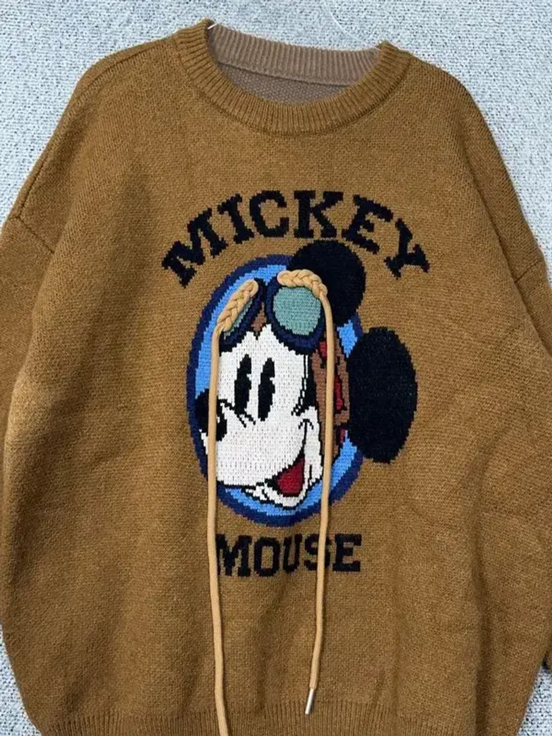 미키마우스 프린팅 브라운 빈티지 오버 사이즈 니트 F 상품이미지6