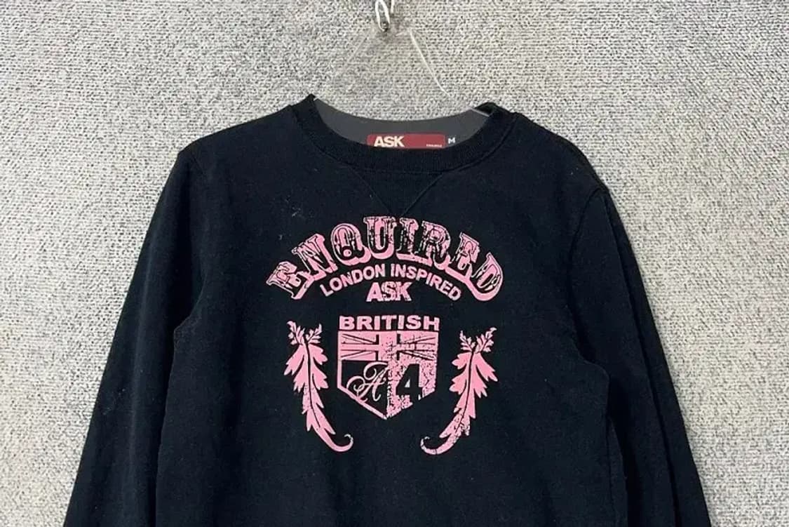 ASK 핑크 프린팅 네이비 Y2K 맨투맨 M 상품이미지3