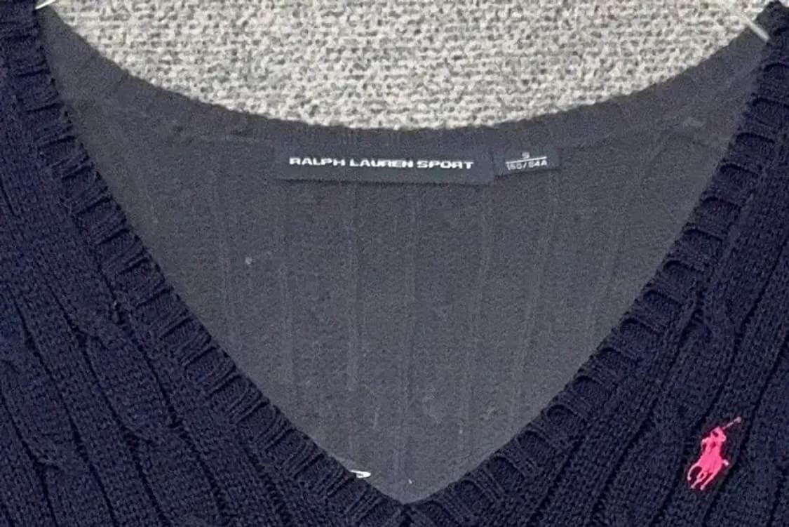 폴로 랄프로렌 네이비 브이넥 꽈배기 니트 S 상품이미지5