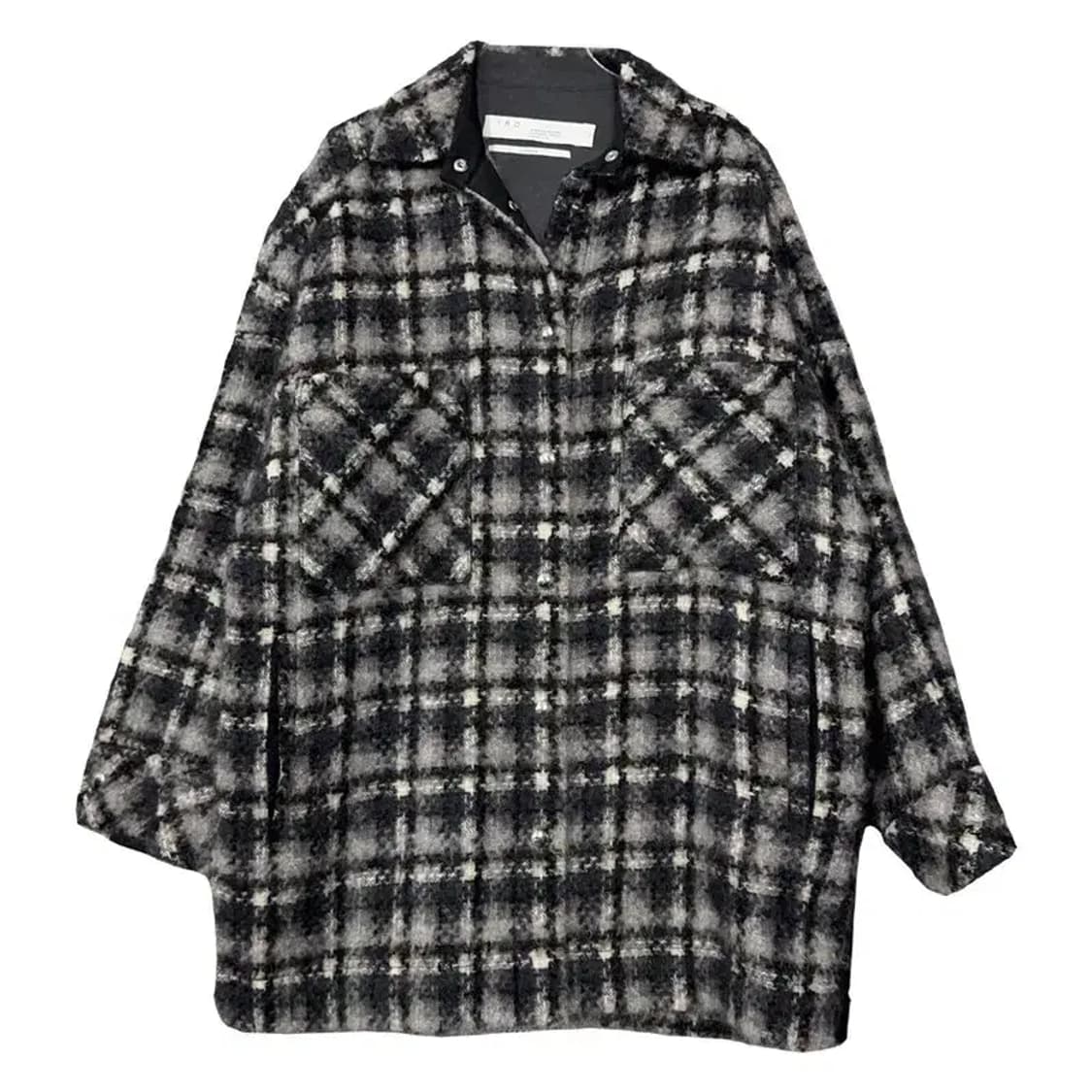 이로 블랙 체크 모헤어 코트 자켓 32 상품이미지1