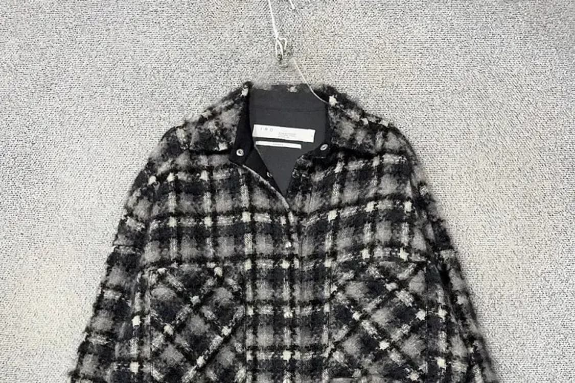 이로 블랙 체크 모헤어 코트 자켓 32 상품이미지3