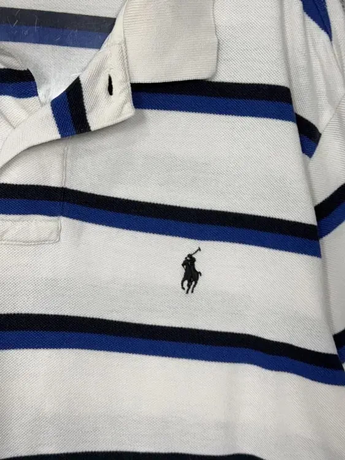 폴로 커스텀핏 스트라이프 화이트 로고 긴팔 카라티 XL 상품이미지6