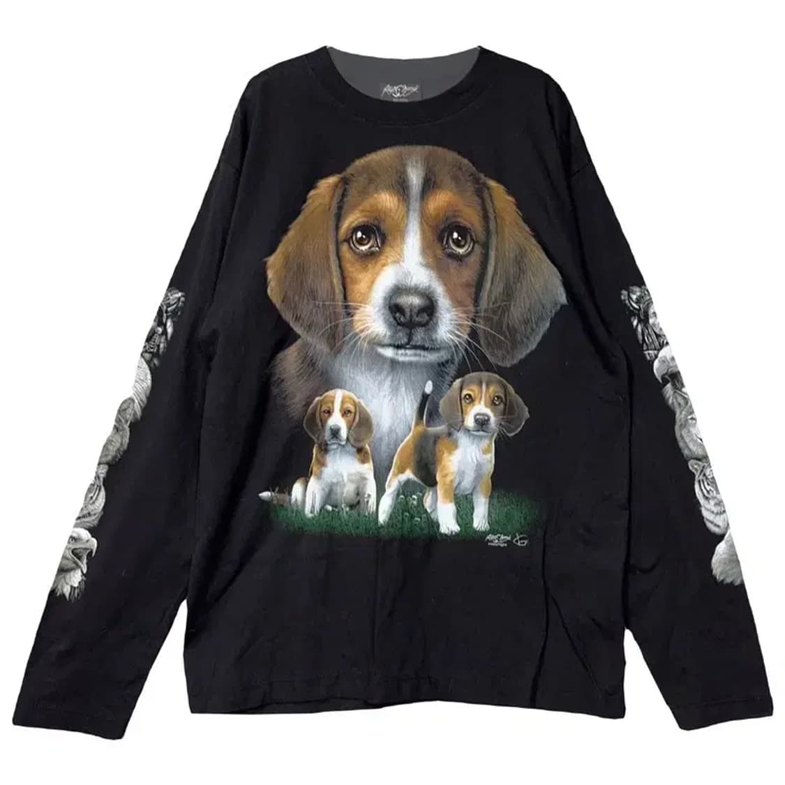 락창 도그 프린팅 블랙 빈티지 슬리브 L 상품이미지1