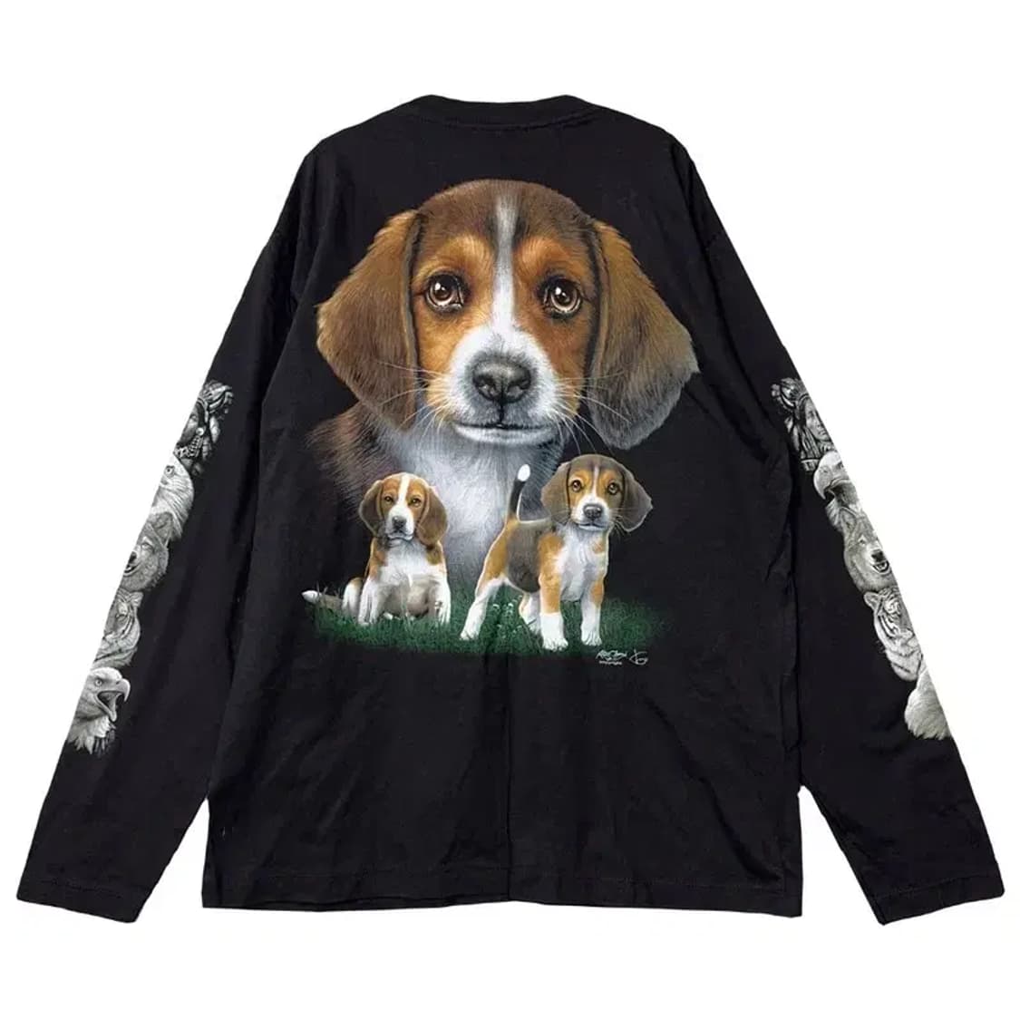 락창 도그 프린팅 블랙 빈티지 슬리브 L 상품이미지2