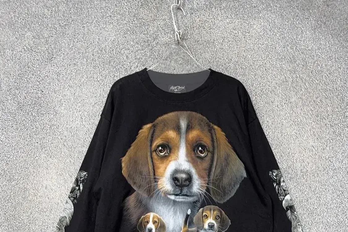 락창 도그 프린팅 블랙 빈티지 슬리브 L 상품이미지3