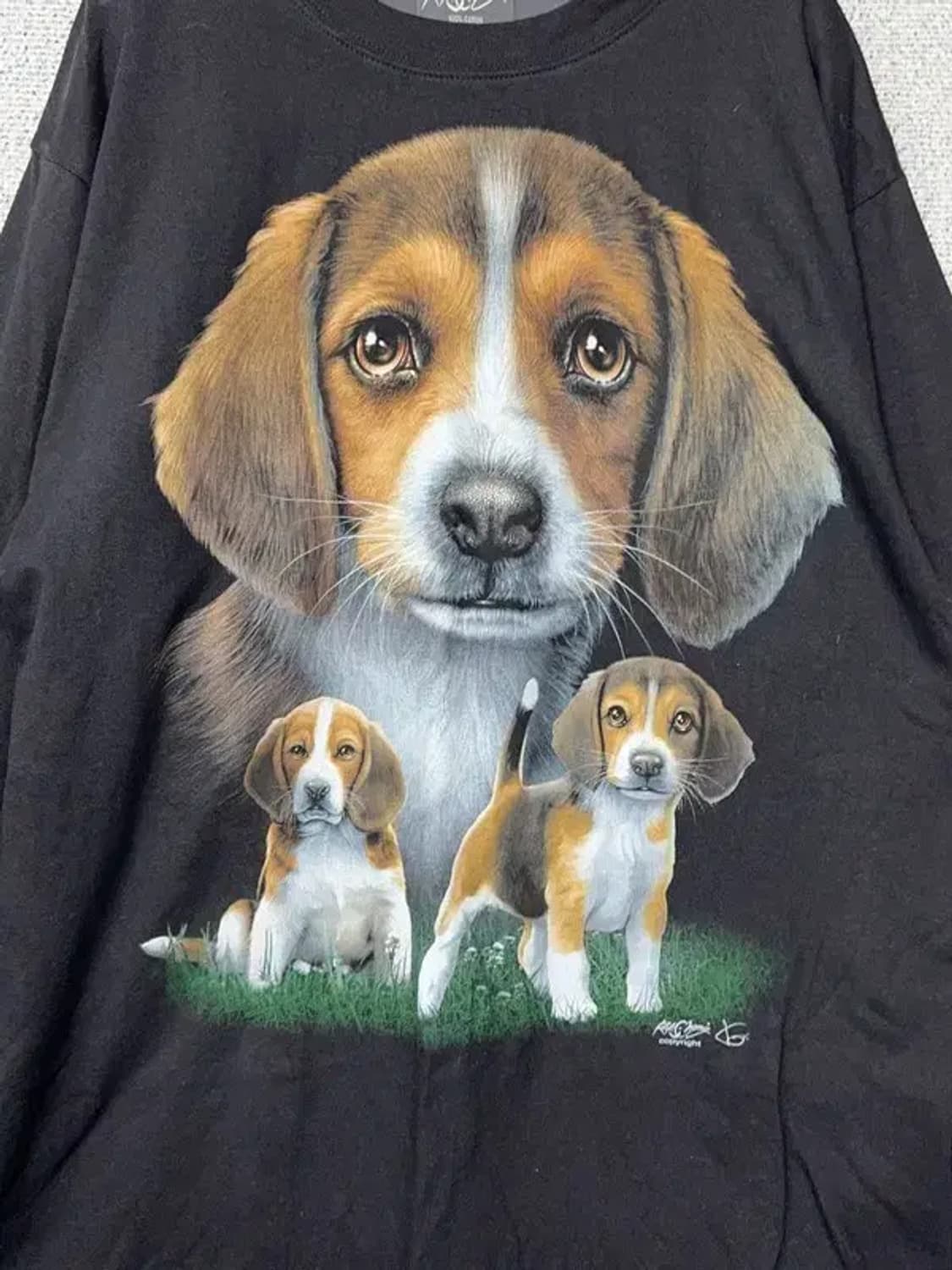 락창 도그 프린팅 블랙 빈티지 슬리브 L 상품이미지7