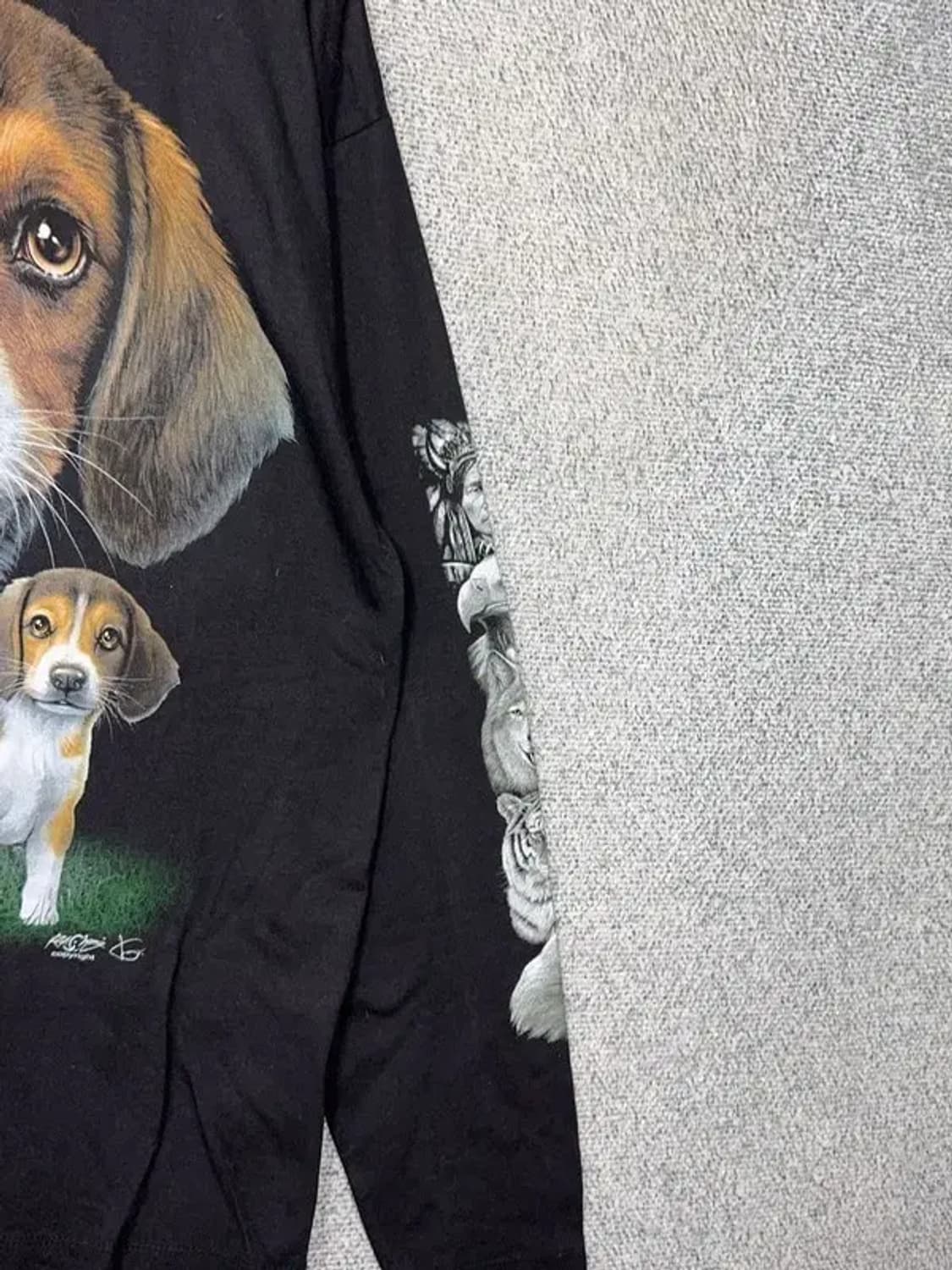 락창 도그 프린팅 블랙 빈티지 슬리브 L 상품이미지8