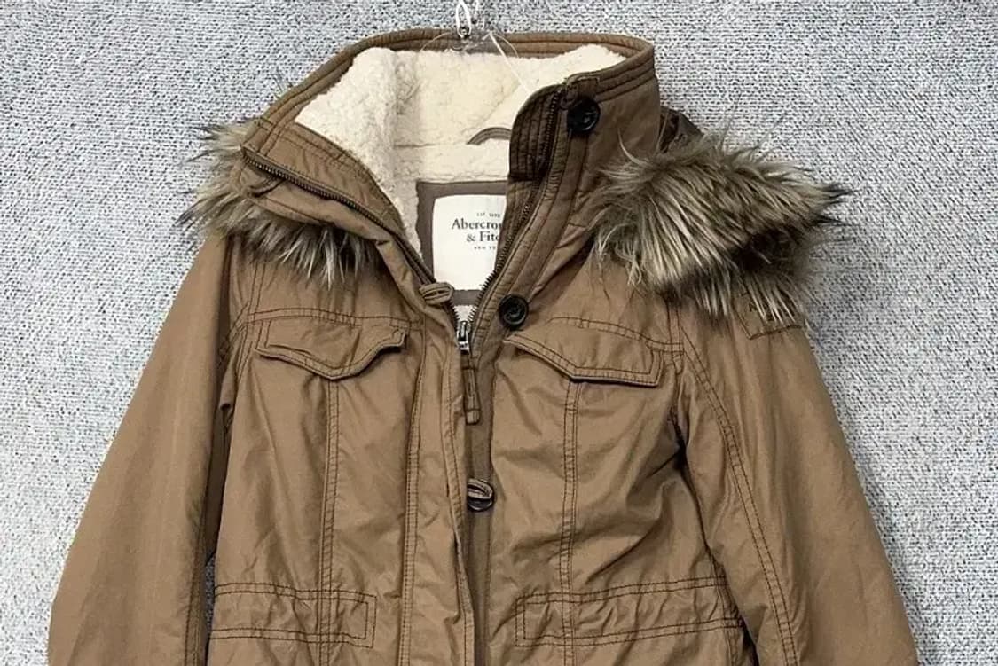 아베크롬비 브라운 양털 빈티지 야상 점퍼 코트 XS 상품이미지3