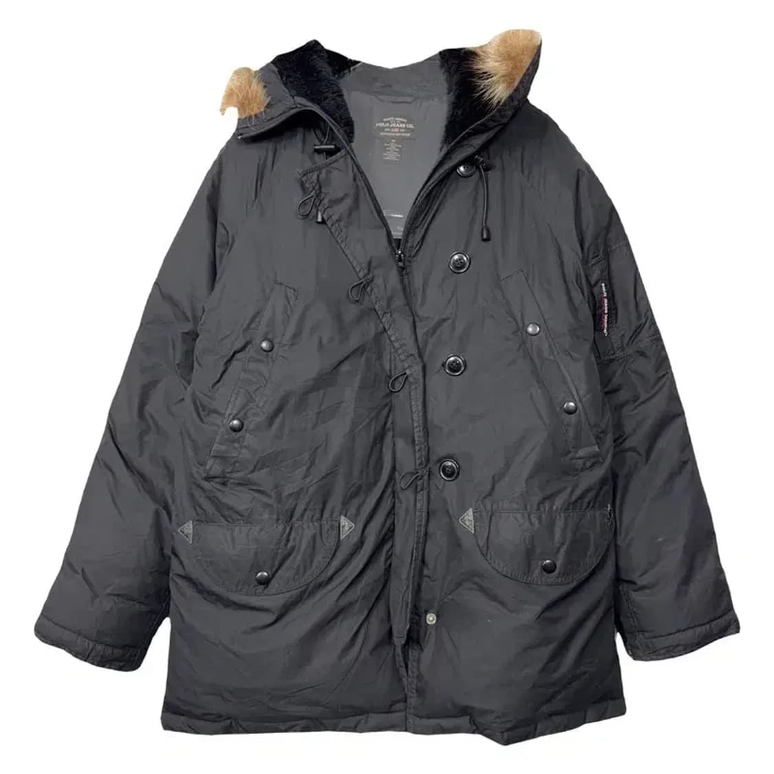 폴로 빈티지 N3B 버튼 다운 후드 퍼 패딩 점퍼 M 상품이미지1