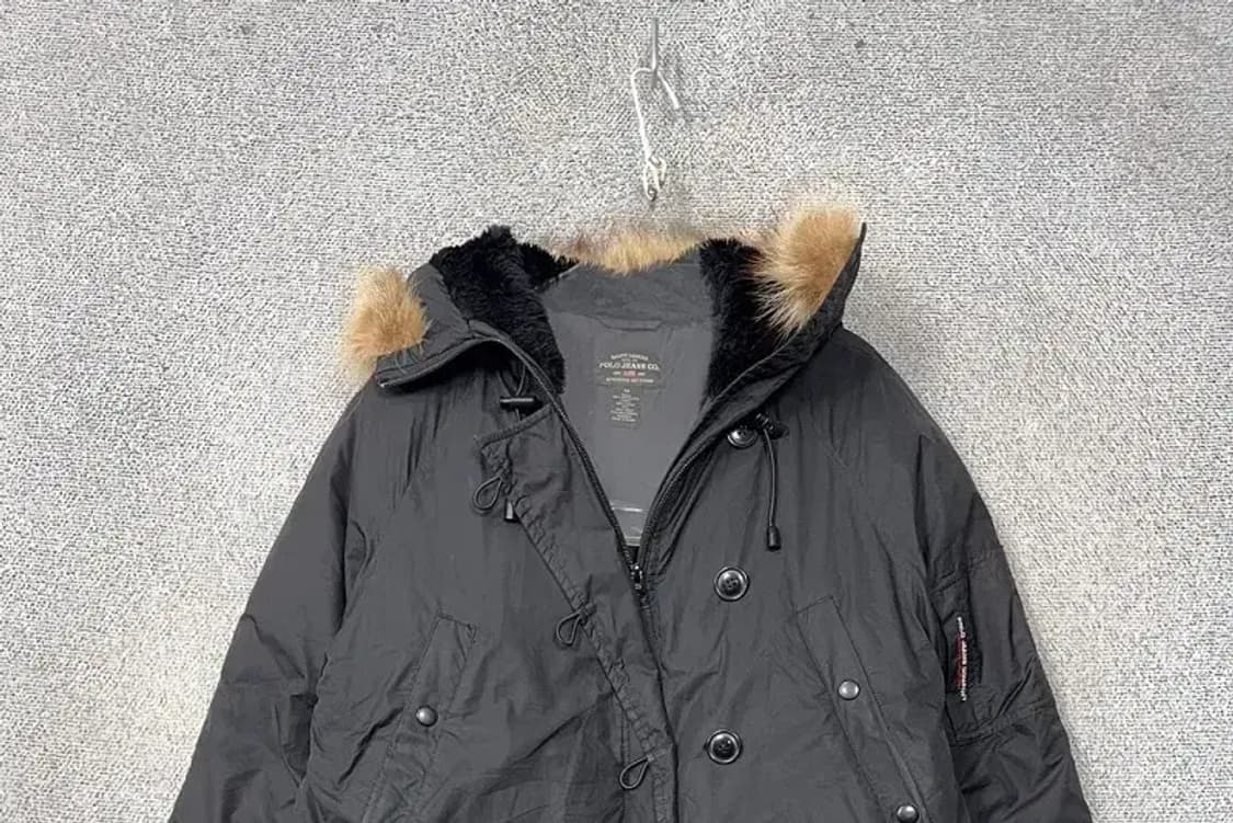 폴로 빈티지 N3B 버튼 다운 후드 퍼 패딩 점퍼 M 상품이미지3
