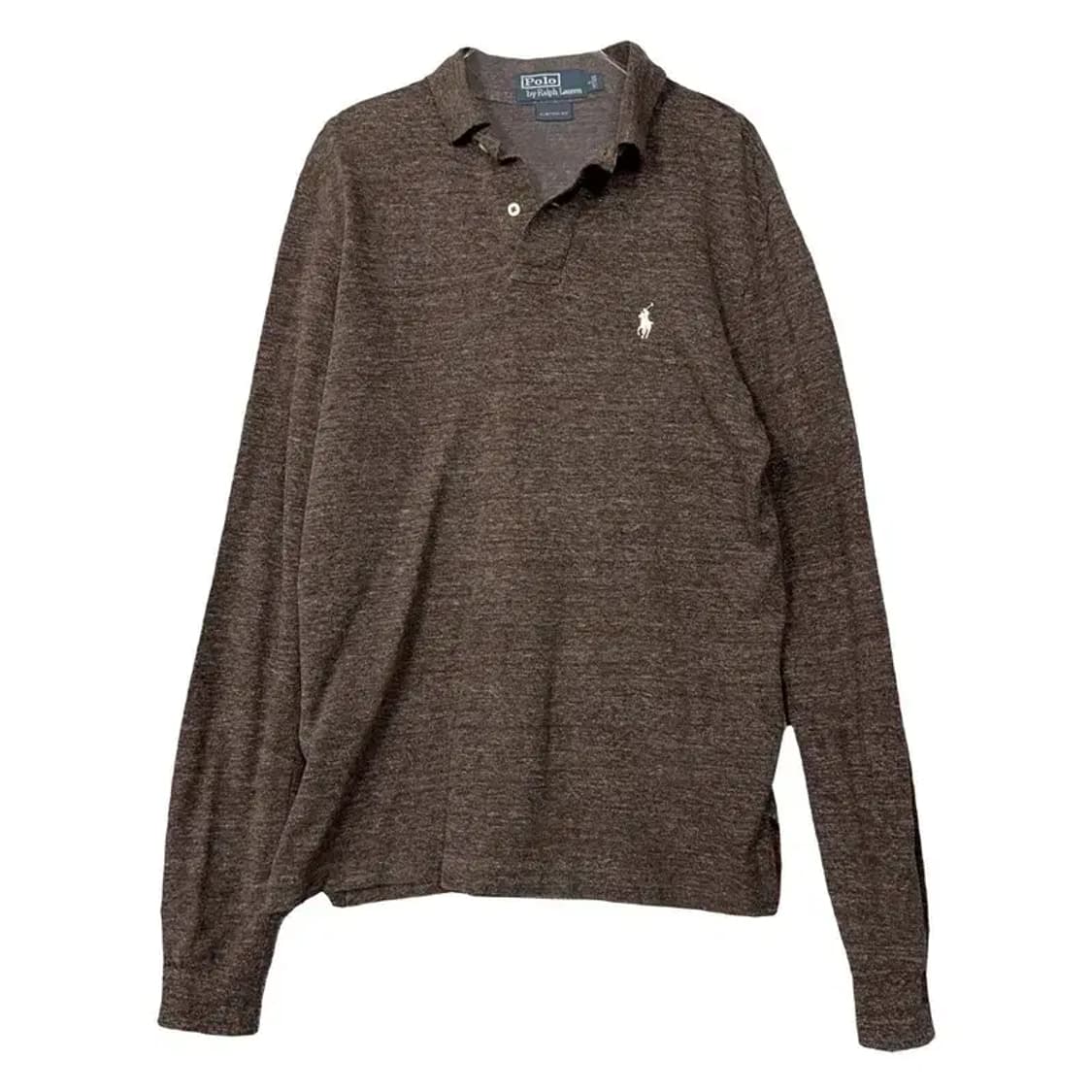 폴로 커스텀핏 브라운 로고 긴팔 카라티 S 상품이미지1