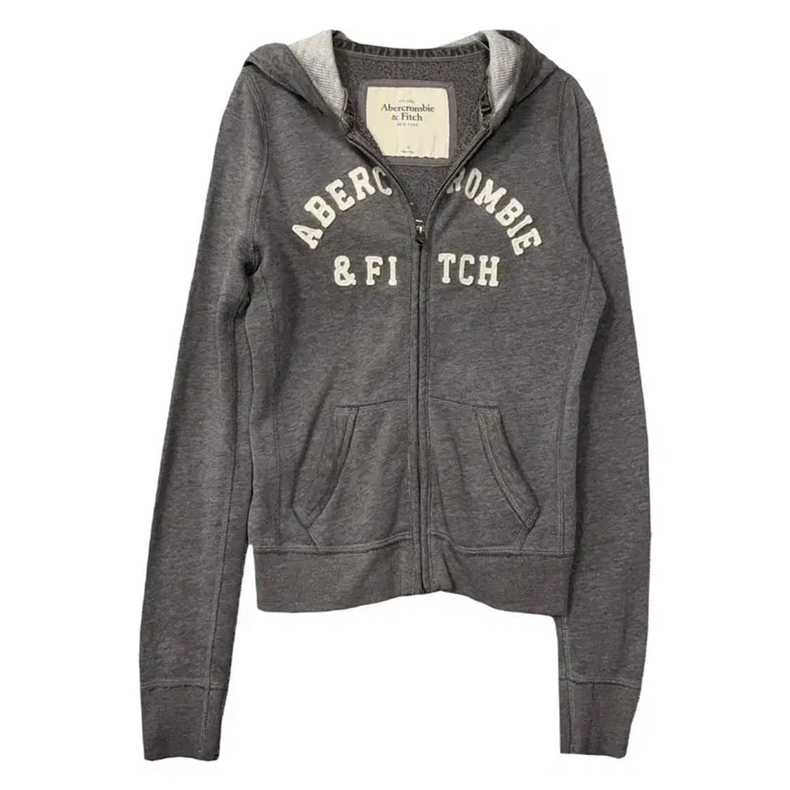 아베크롬비 자수 로고 Y2K 그레이 후드집업 S 상품이미지1