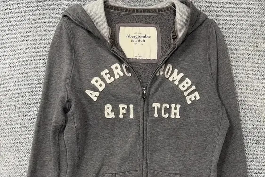 아베크롬비 자수 로고 Y2K 그레이 후드집업 S 상품이미지3