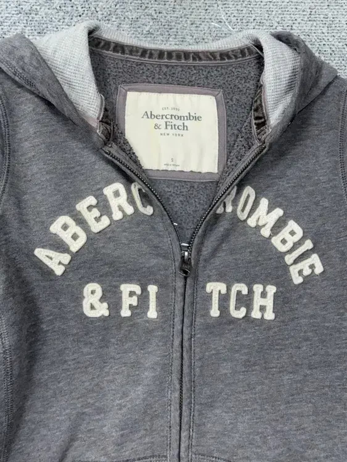아베크롬비 자수 로고 Y2K 그레이 후드집업 S 상품이미지5