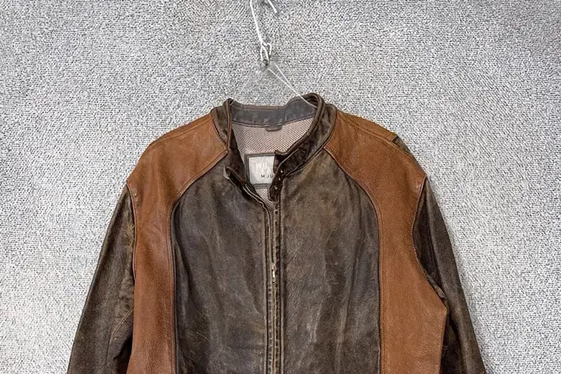 윌슨 레더 브라운 빈티지 차이나넥 천연 가죽 자켓 XL 상품이미지3