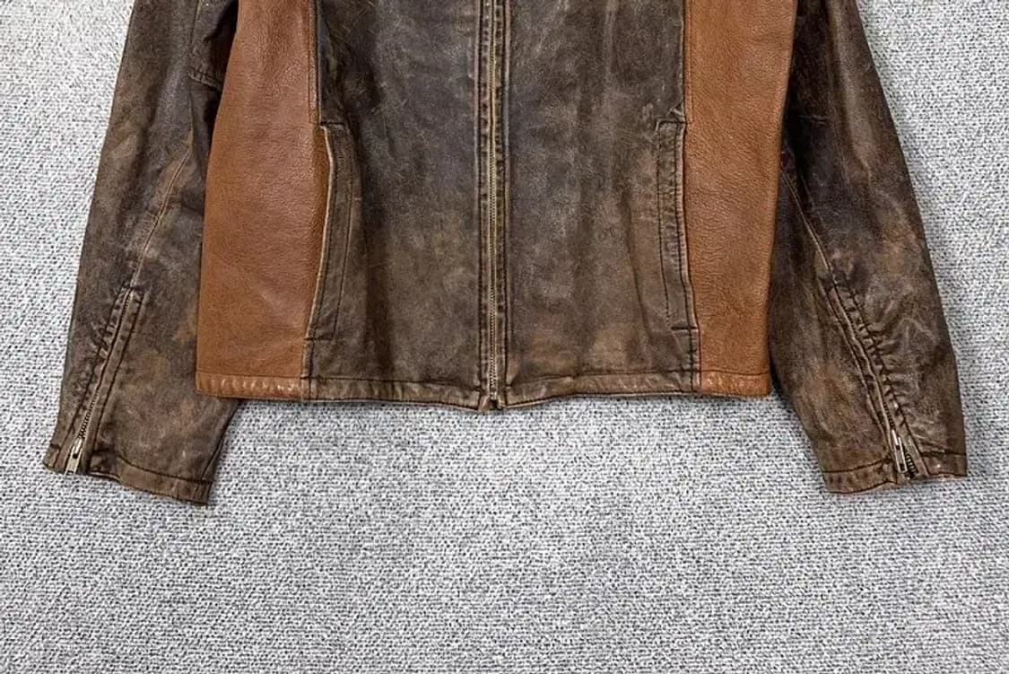 윌슨 레더 브라운 빈티지 차이나넥 천연 가죽 자켓 XL 상품이미지4