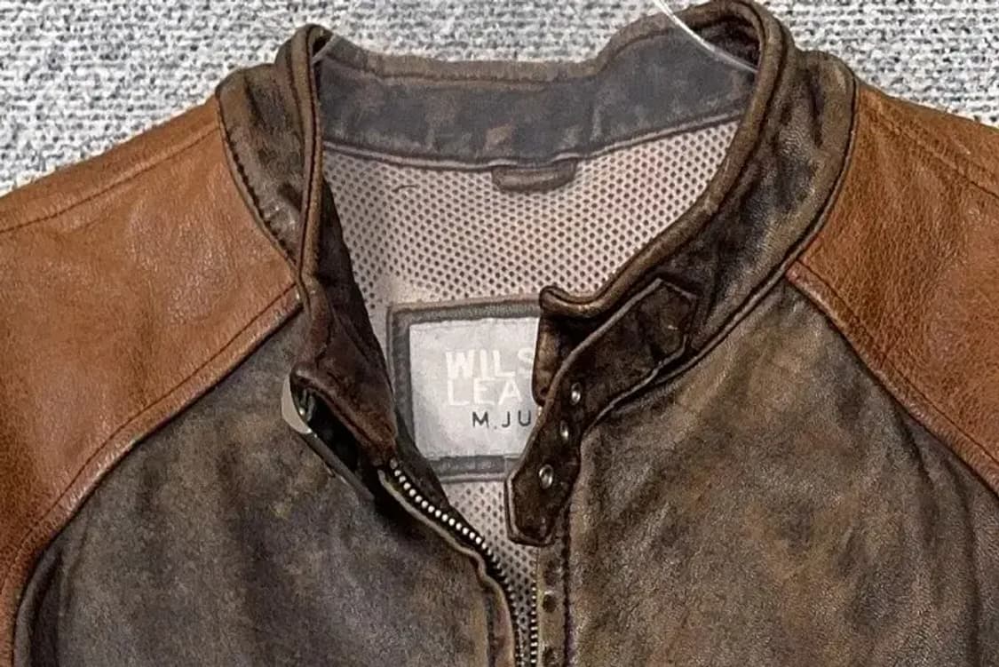 윌슨 레더 브라운 빈티지 차이나넥 천연 가죽 자켓 XL 상품이미지5