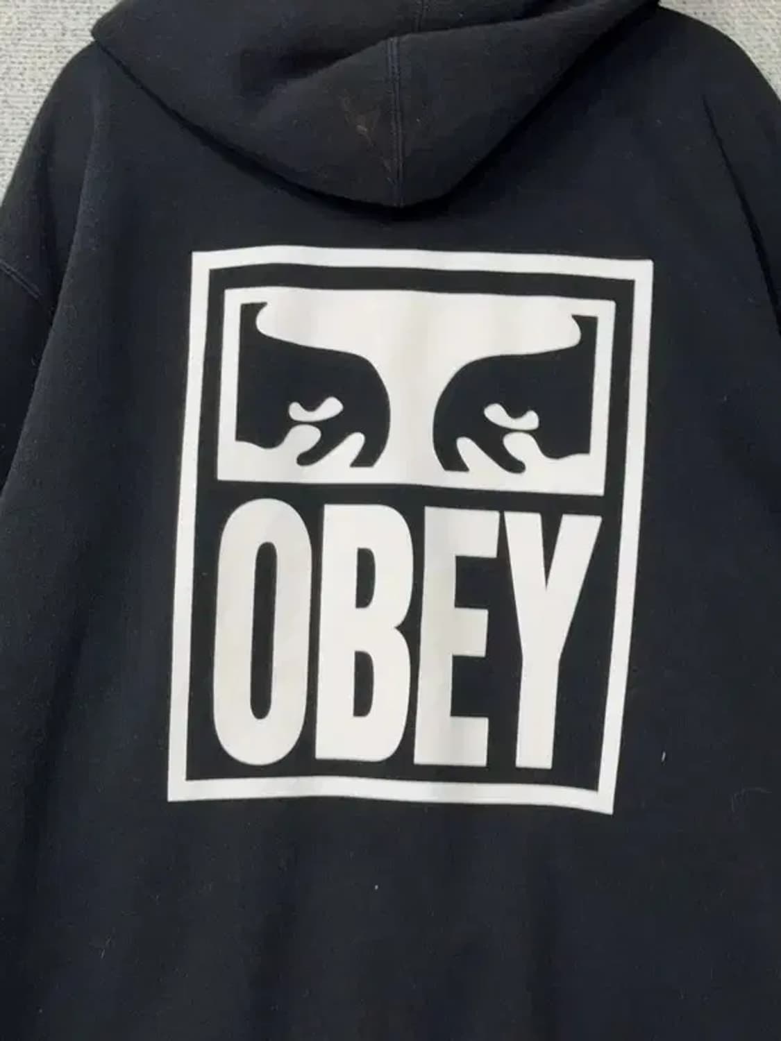 오베이 블랙 로고 프린팅 빈티지 후드티 XL 상품이미지7