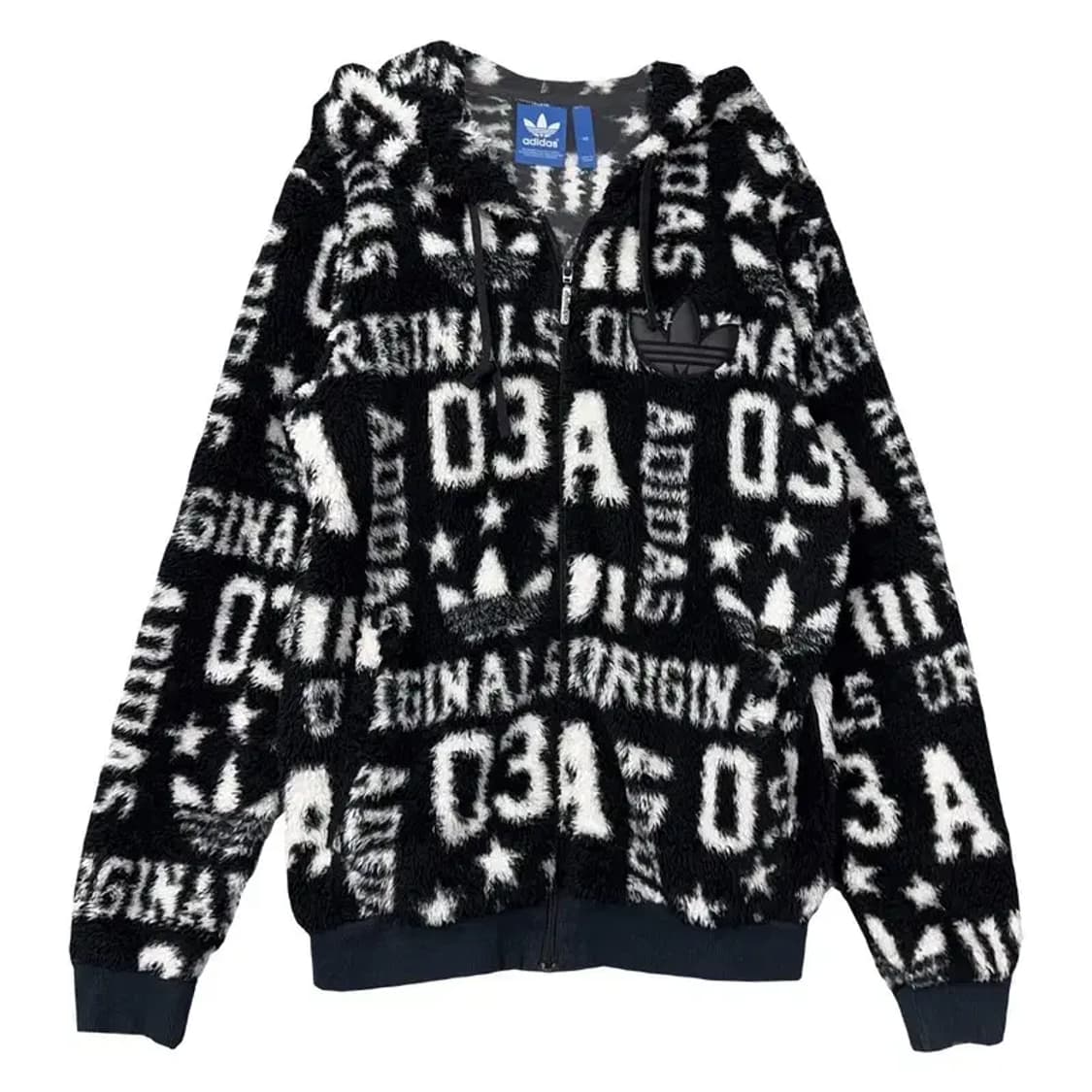 아디다스 오리지날 빈티지 패턴 블랙 후리스 L 상품이미지1