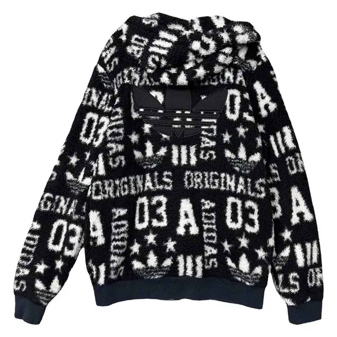 아디다스 오리지날 빈티지 패턴 블랙 후리스 L 상품이미지2