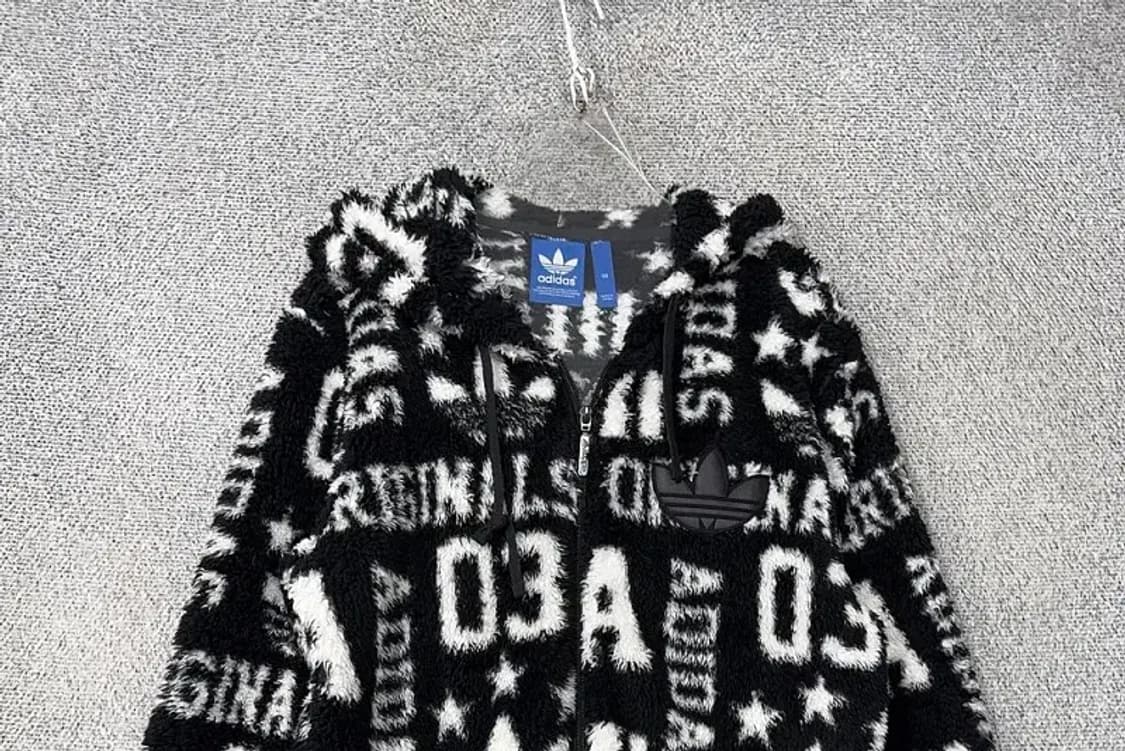 아디다스 오리지날 빈티지 패턴 블랙 후리스 L 상품이미지3