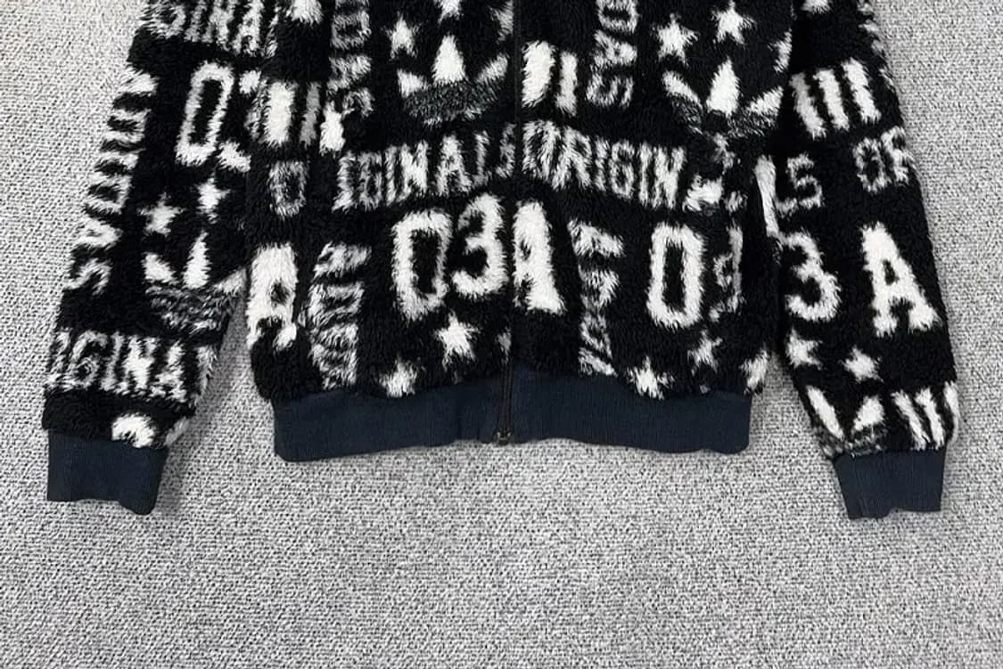 아디다스 오리지날 빈티지 패턴 블랙 후리스 L 상품이미지4