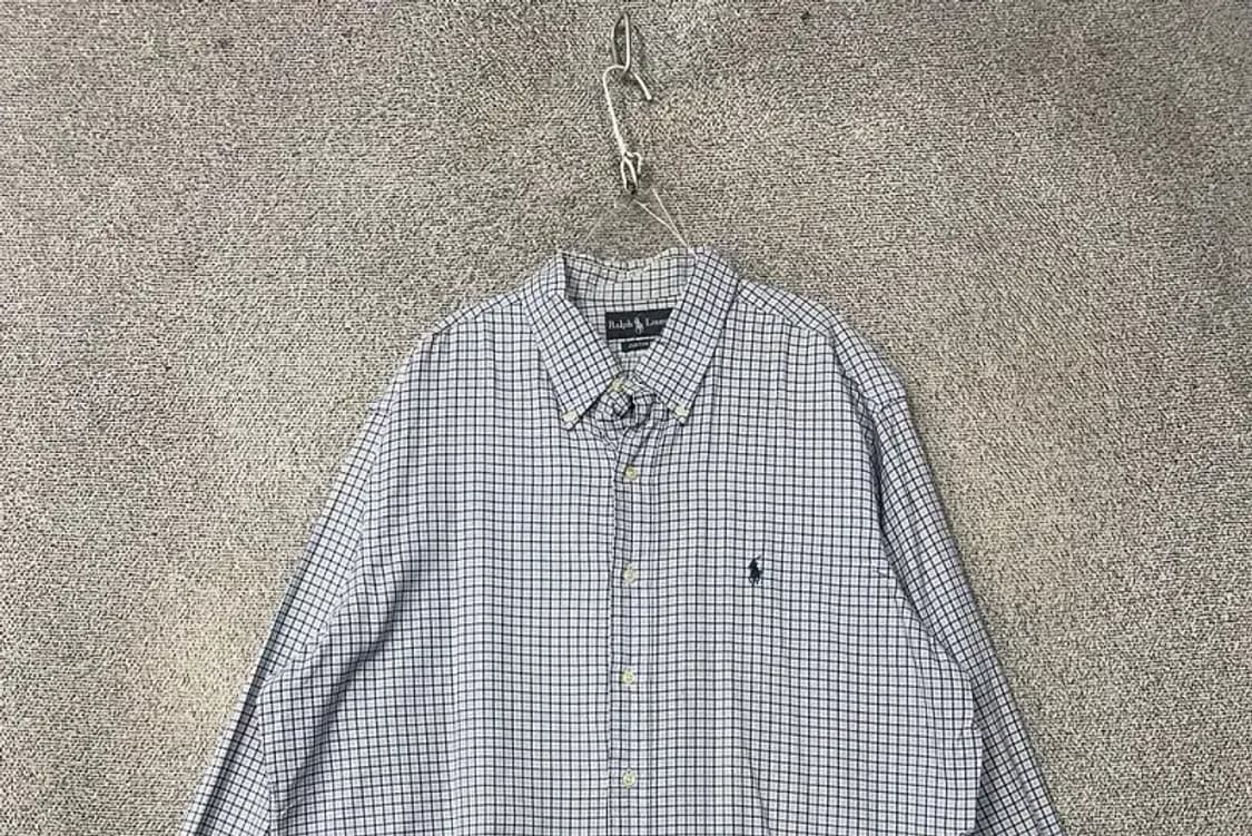폴로 커스텀핏 체크 라이트 블루 셔츠 XL 상품이미지3