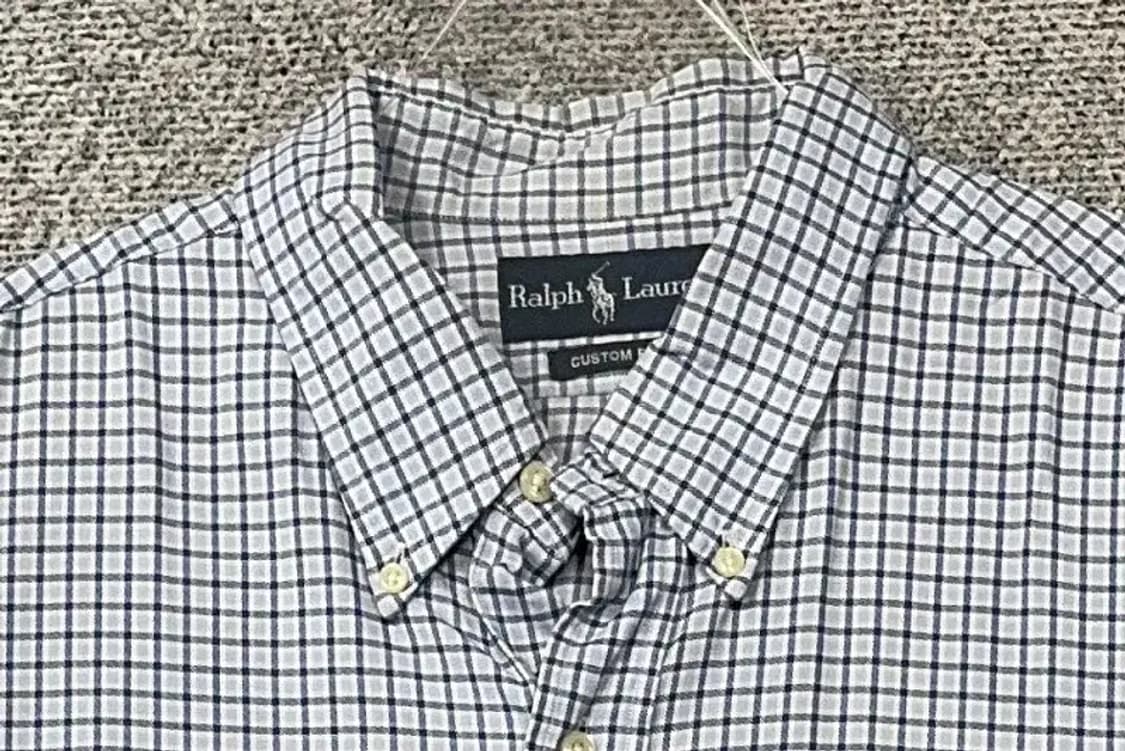 폴로 커스텀핏 체크 라이트 블루 셔츠 XL 상품이미지5