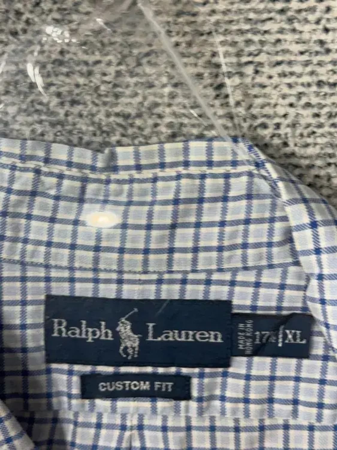 폴로 커스텀핏 체크 라이트 블루 셔츠 XL 상품이미지8