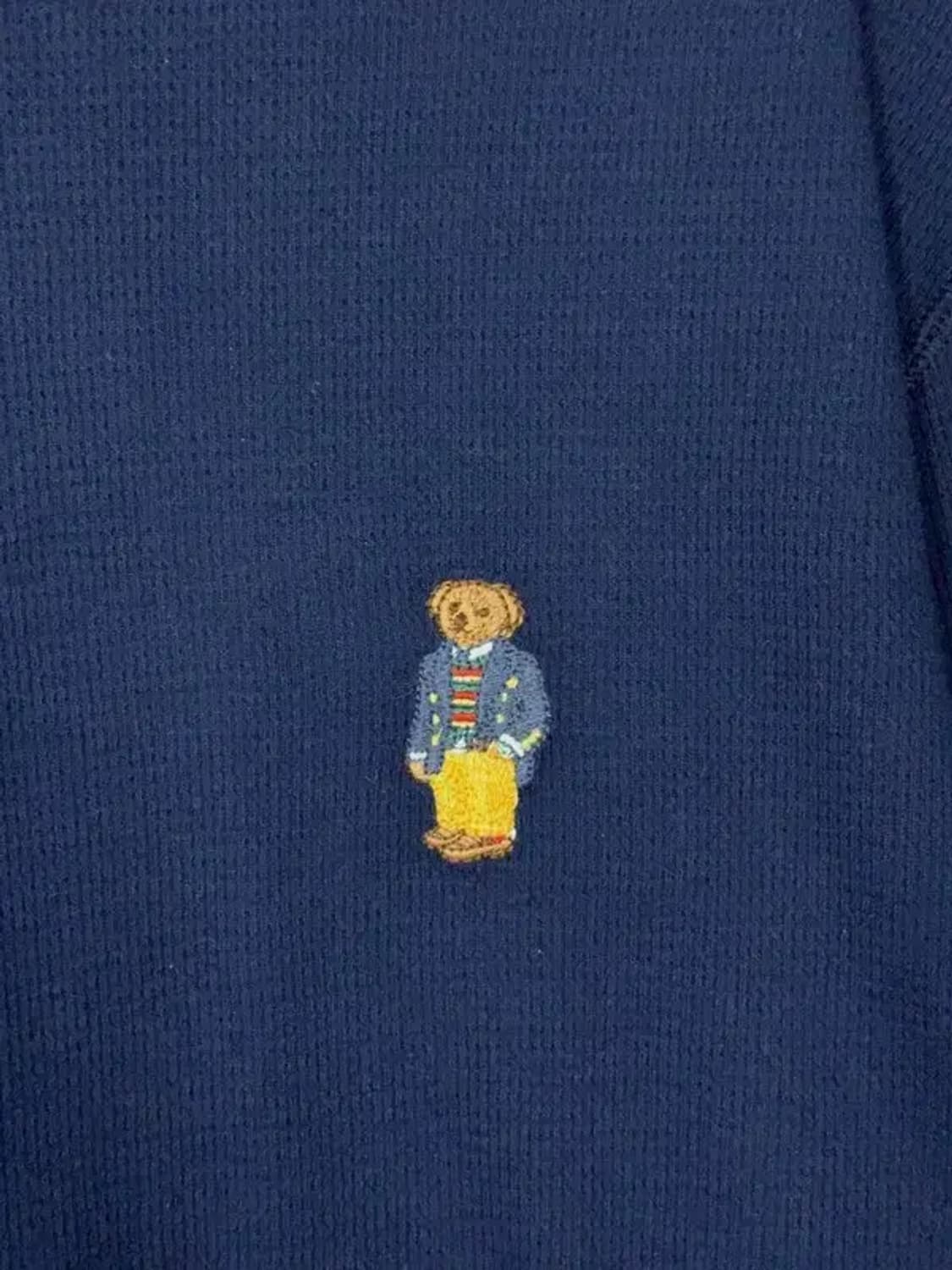 폴로 베어 와플 코튼 네이비 오버핏 긴팔티 L 상품이미지7