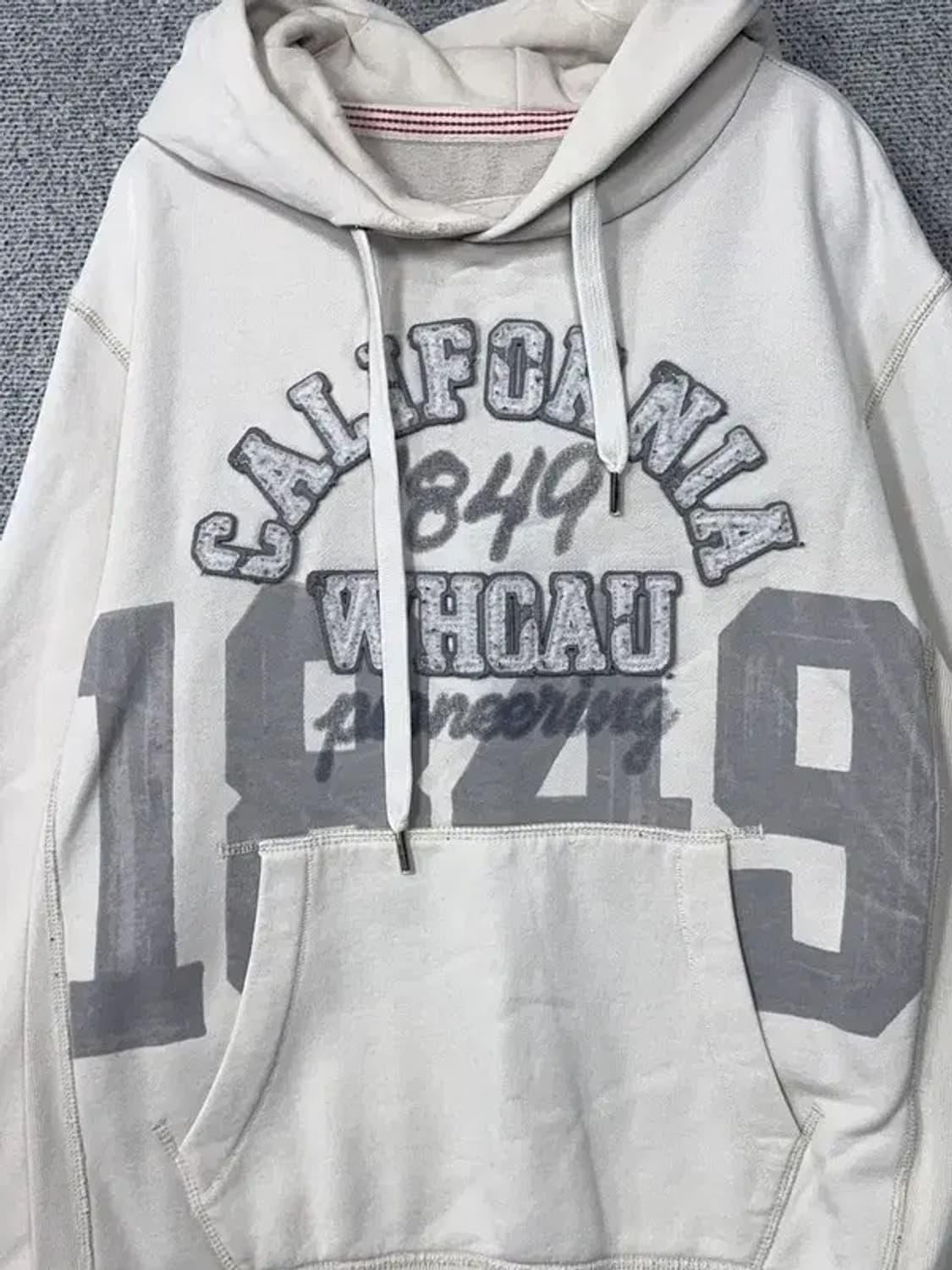 후아유 Y2K 빈티지 프린팅 라이트 그레이 후드티 XL 상품이미지8