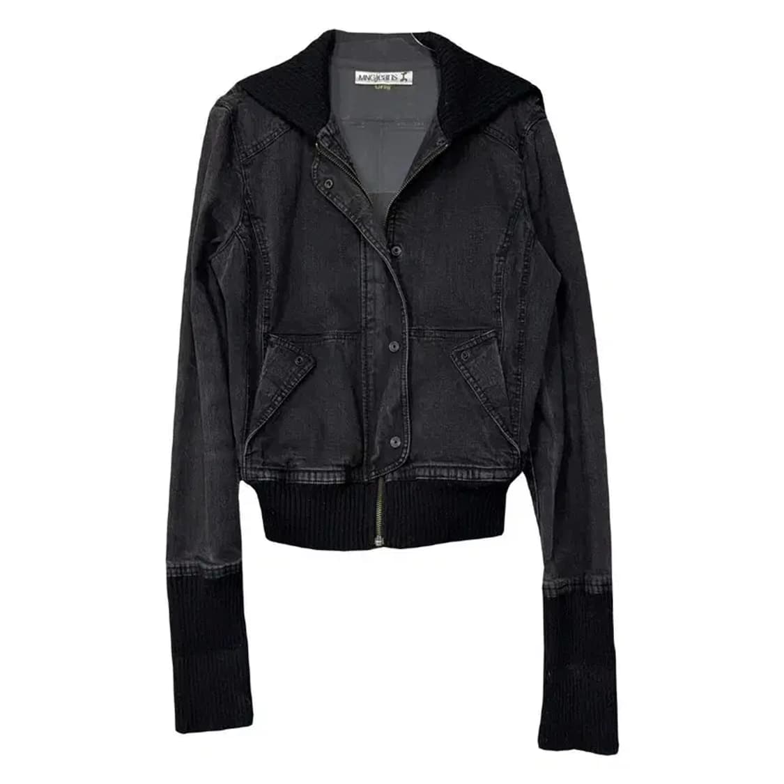 여성 흑청 빈티지 후드 데님 자켓 L 상품이미지1