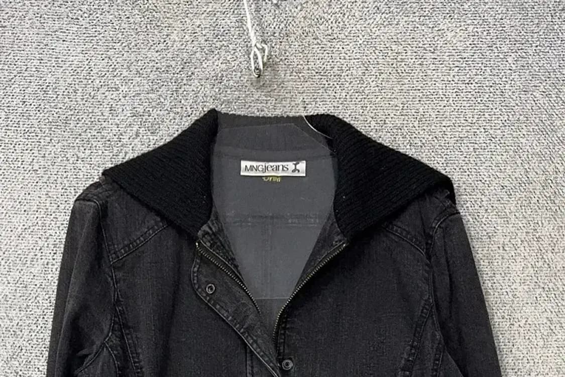 여성 흑청 빈티지 후드 데님 자켓 L 상품이미지3
