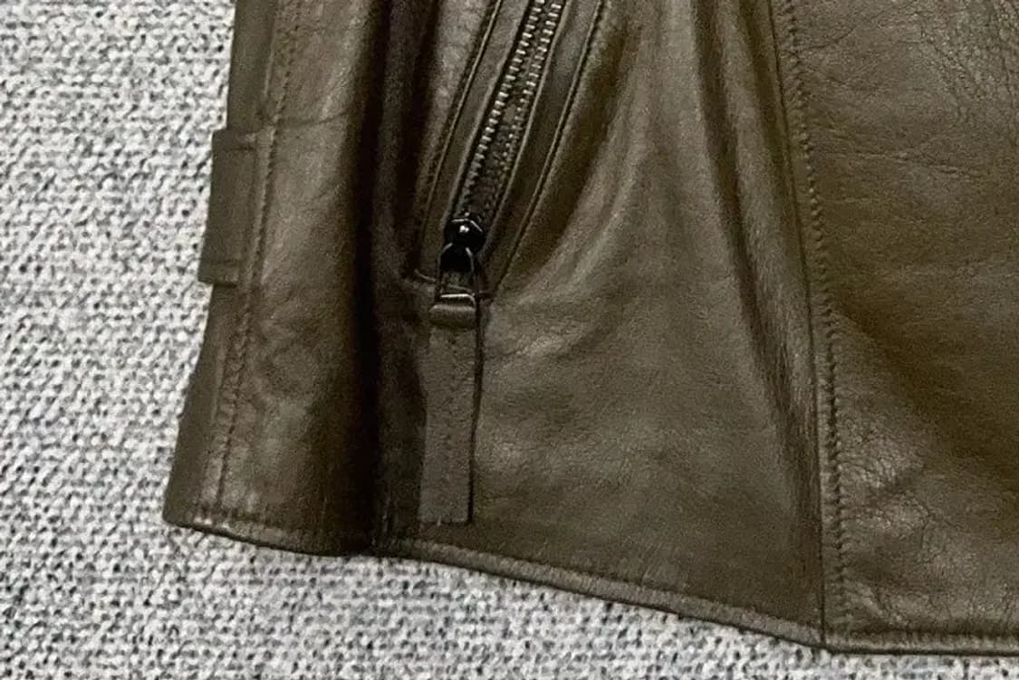 빈티지 카키 쉽스킨 양가죽 조끼 55 상품이미지5