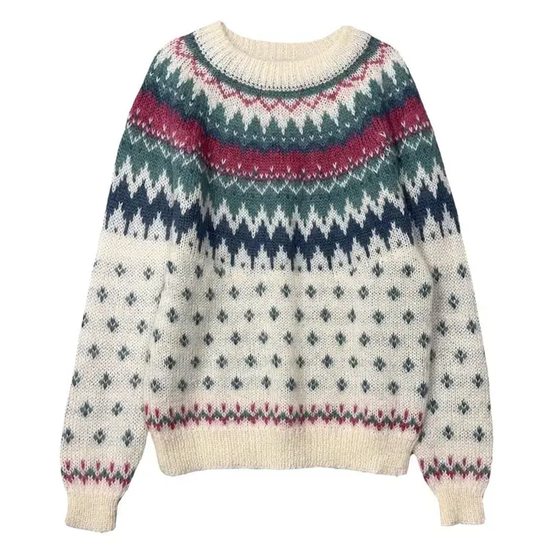 빈티지 패턴 크림 모헤어 니트 S 상품이미지1