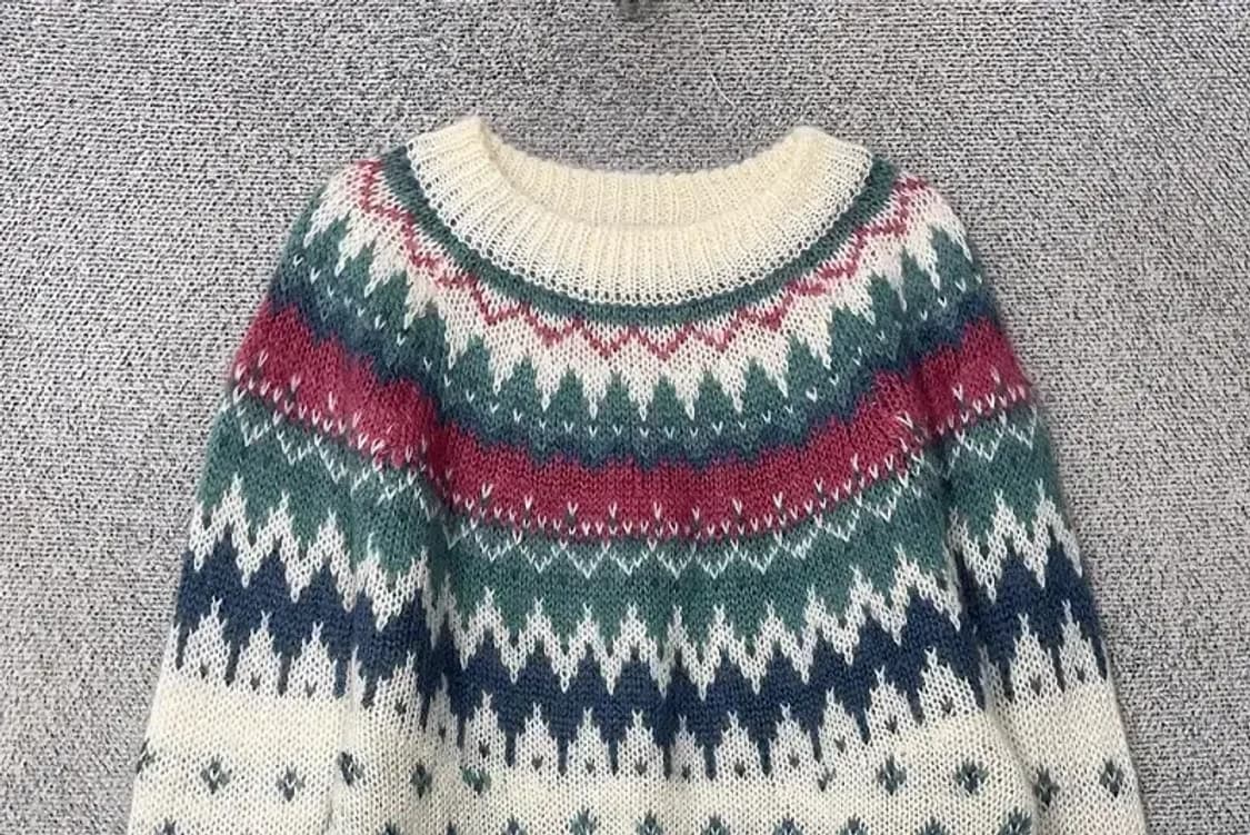 빈티지 패턴 크림 모헤어 니트 S 상품이미지3