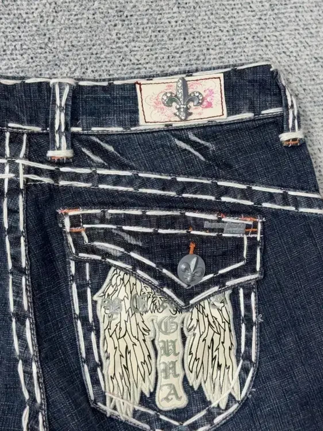 [새상품]빈티지 USA 워싱 Y2K 스티치 데님팬츠 28 상품이미지6