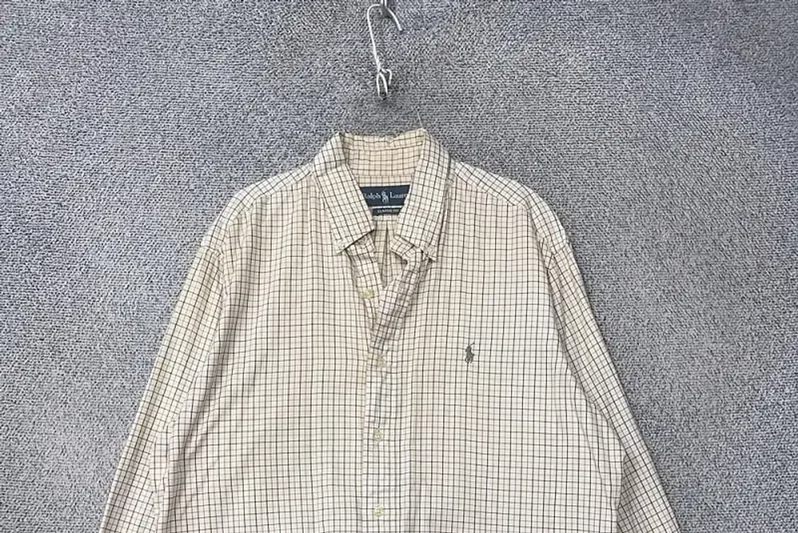 폴로 랄프로렌 로고 베이지 체크 셔츠 M 상품이미지3