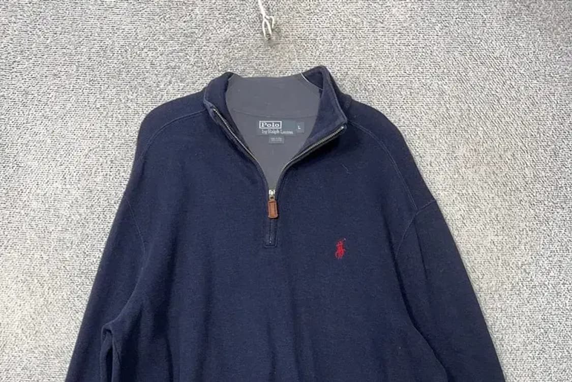 폴로 랄프로렌 네이비 로고 반집업 니트 L 상품이미지3