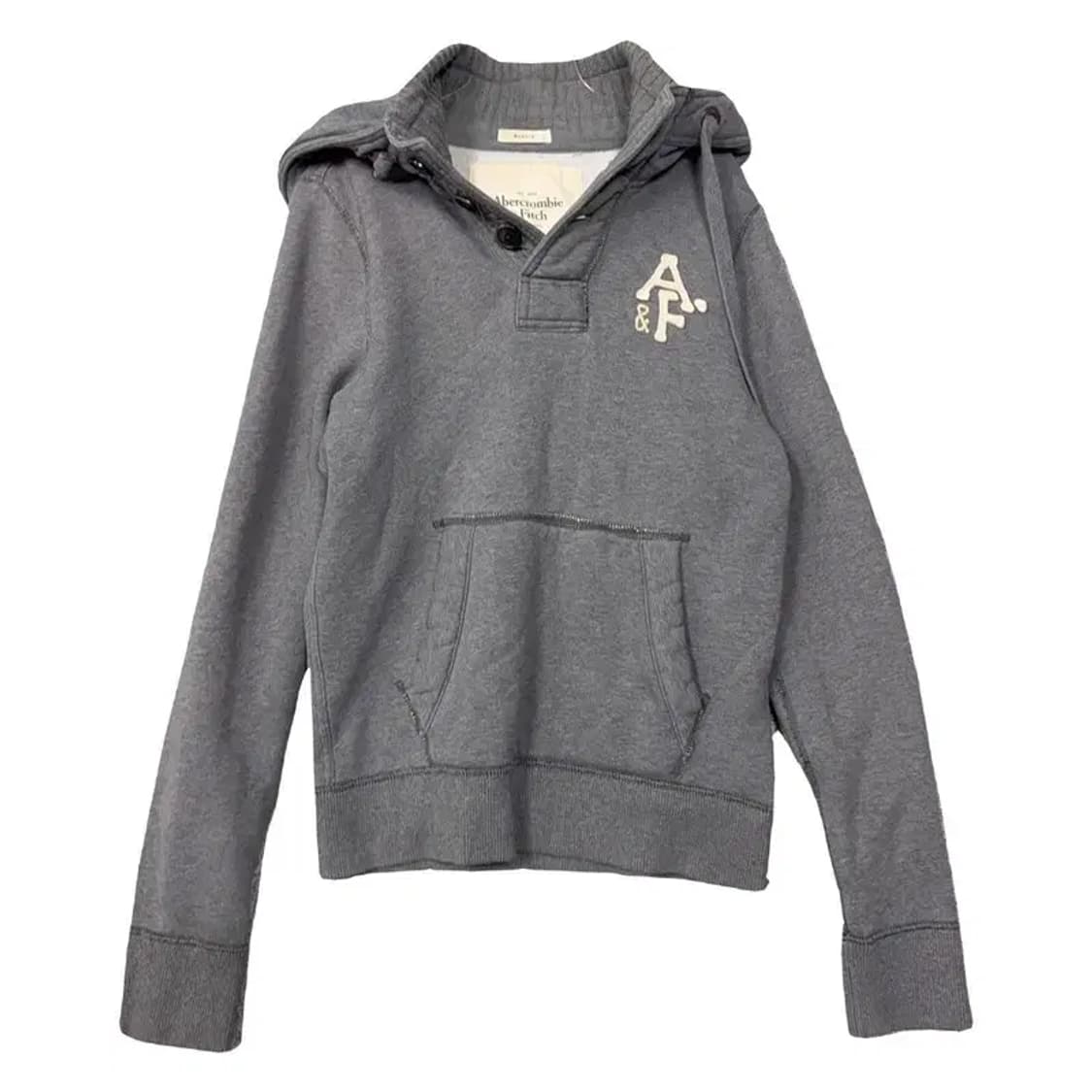 아베크롬비 그레이 버튼 자수 로고 Y2K 후드티 MEDIUM 상품이미지1